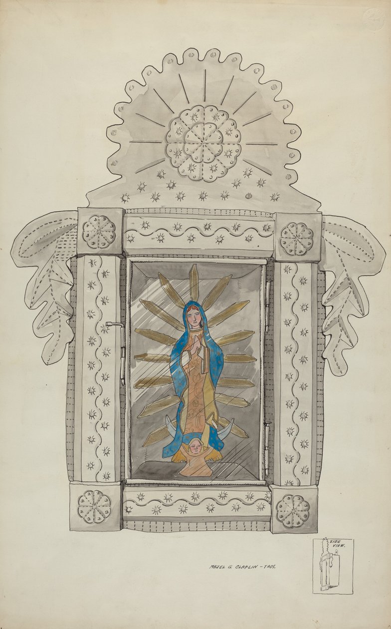 Tin Nicho Containing Guadalupe Bulto by Majel G. Claflin