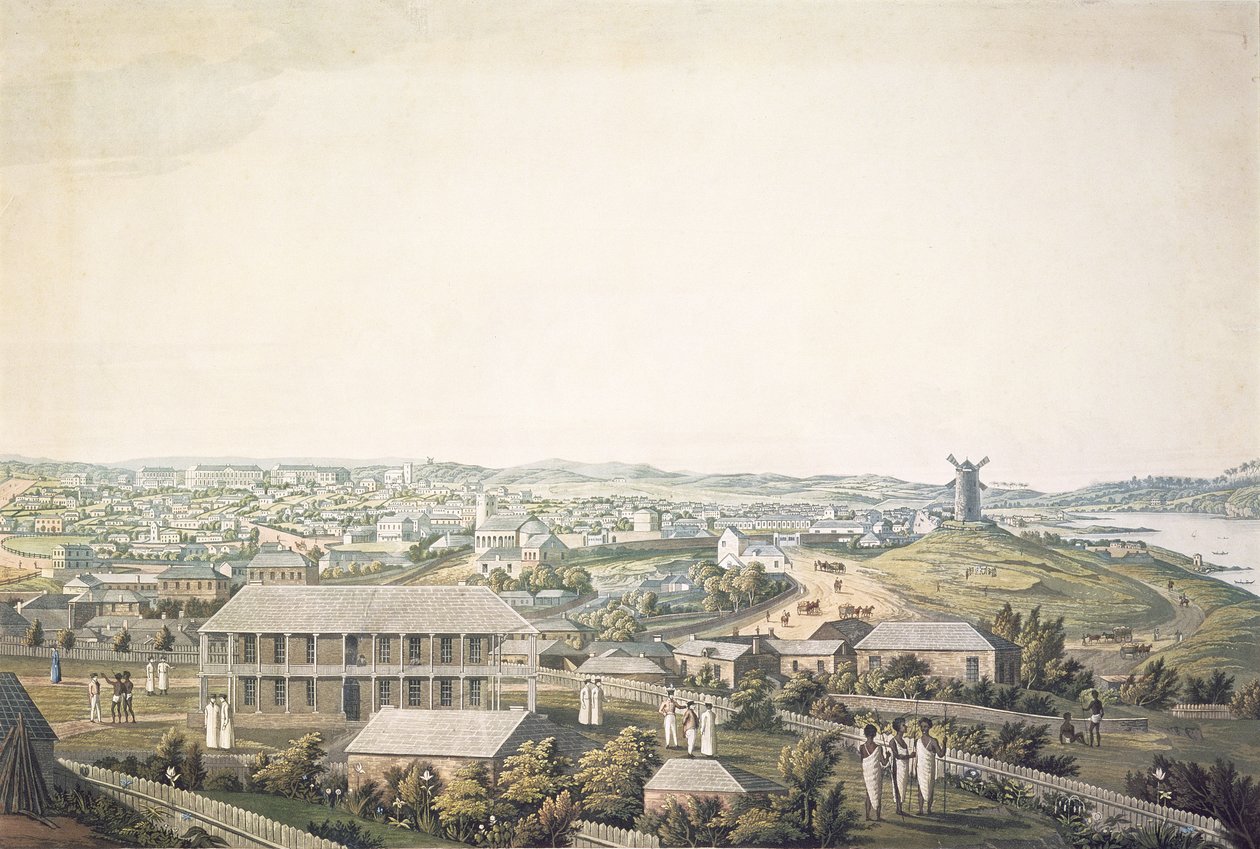 The town of Sydney in New South Wales, central section of a panoramic view, c.1821 by Major James Taylor