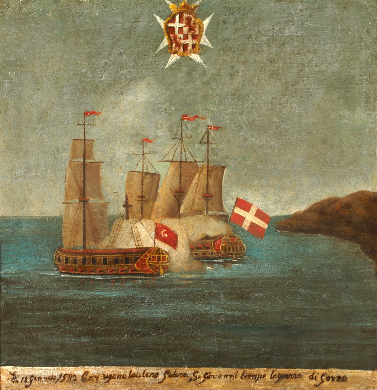 Naval Battle, 1582, Gozo by Maltese School