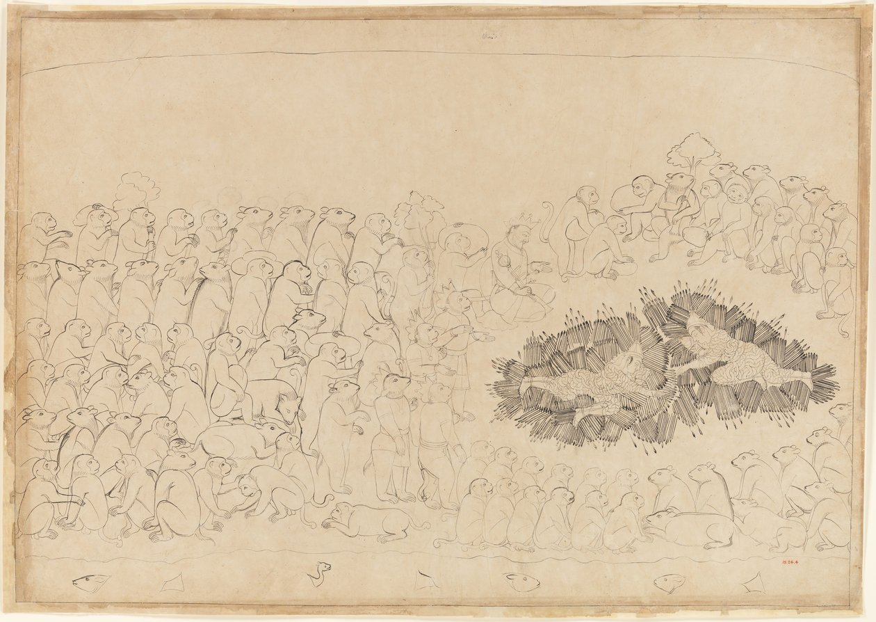 Rama and Lakshmana Overwhelmed by Arrows: Folio from the Siege of Lanka Series by Manaku