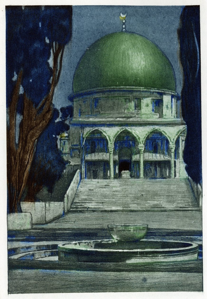 Al-Aqsa Mosque (Al-Aqsa) in Jerusalem. Engraving by Manuel Orazzi (1860-1934), in 