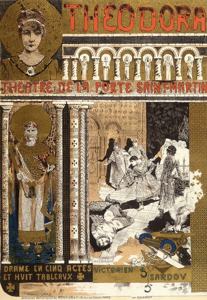 Theodora, at the Porte Saint Martin theatre in Paris. Illustration by Manuel Orazi by Manuel Orazi