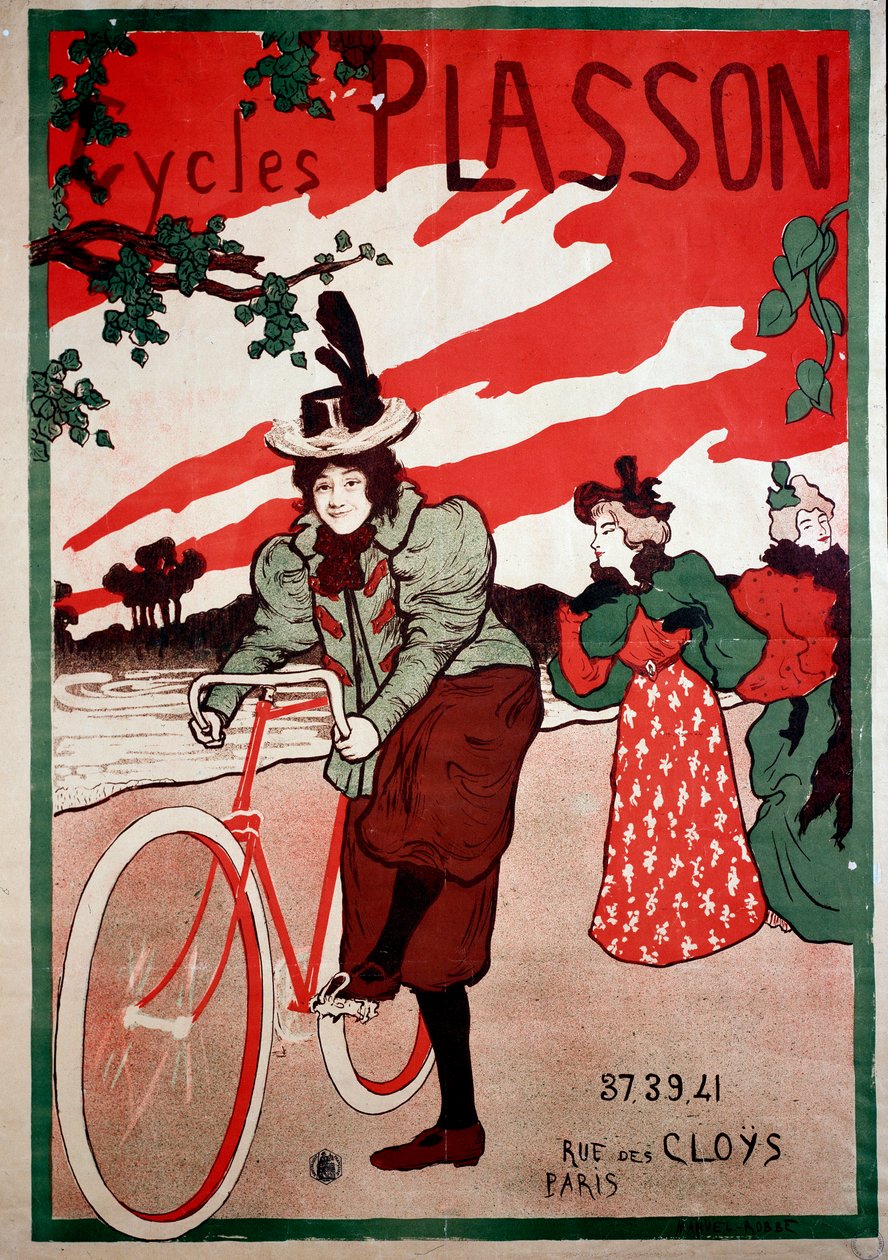 Cycles Plasson by Manuel Robbe. Art Nouveau Reproduction Poster Cycles Plasson by Manuel Robbe. Art Nouveau Reproduction Poster
