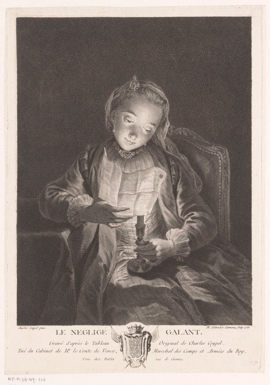 Girl Reading a Letter by Candlelight by Manuel Salvador Carmona