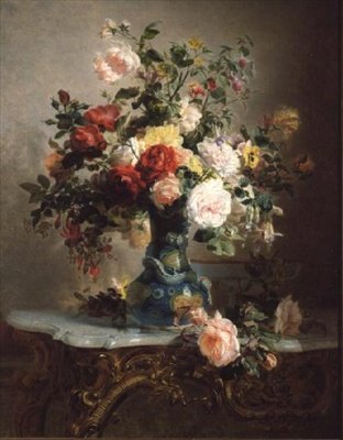Vase of Roses and Other Flowers by Marc Laurent Bruyas