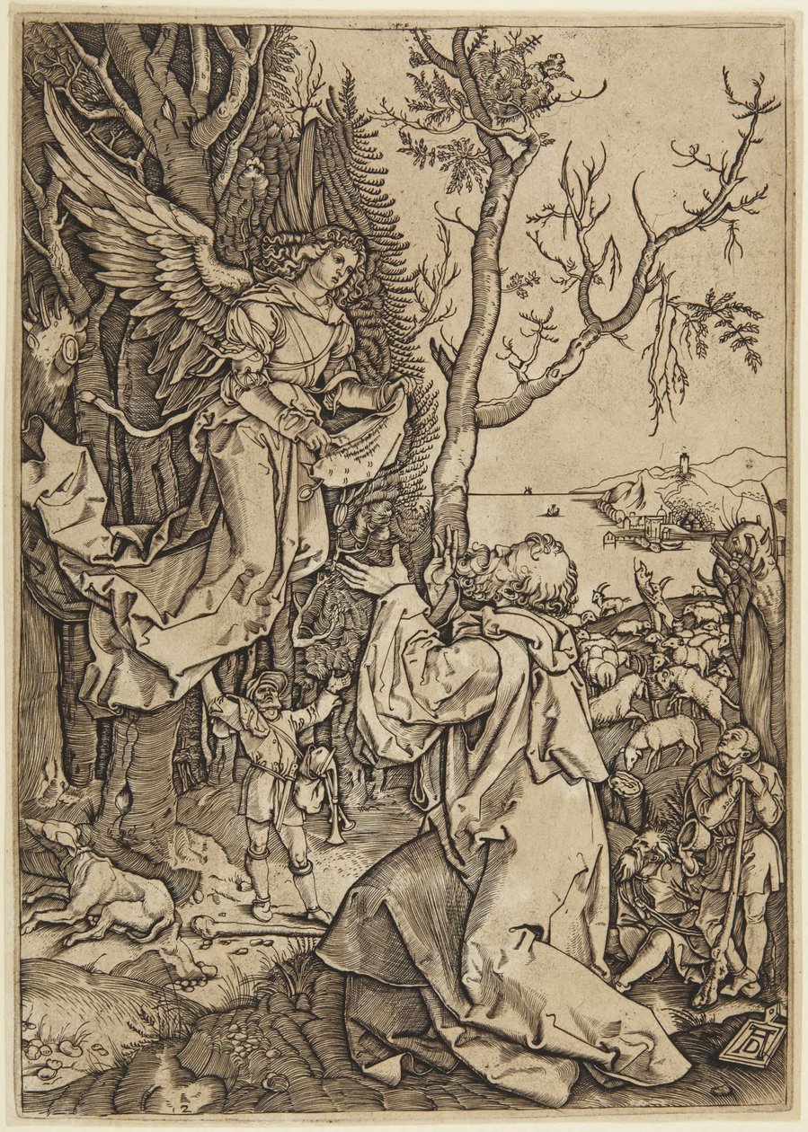 Angel Appearing to Joachim, plate 2 from the Life of the Virgin by Marcantonio Raimondi
