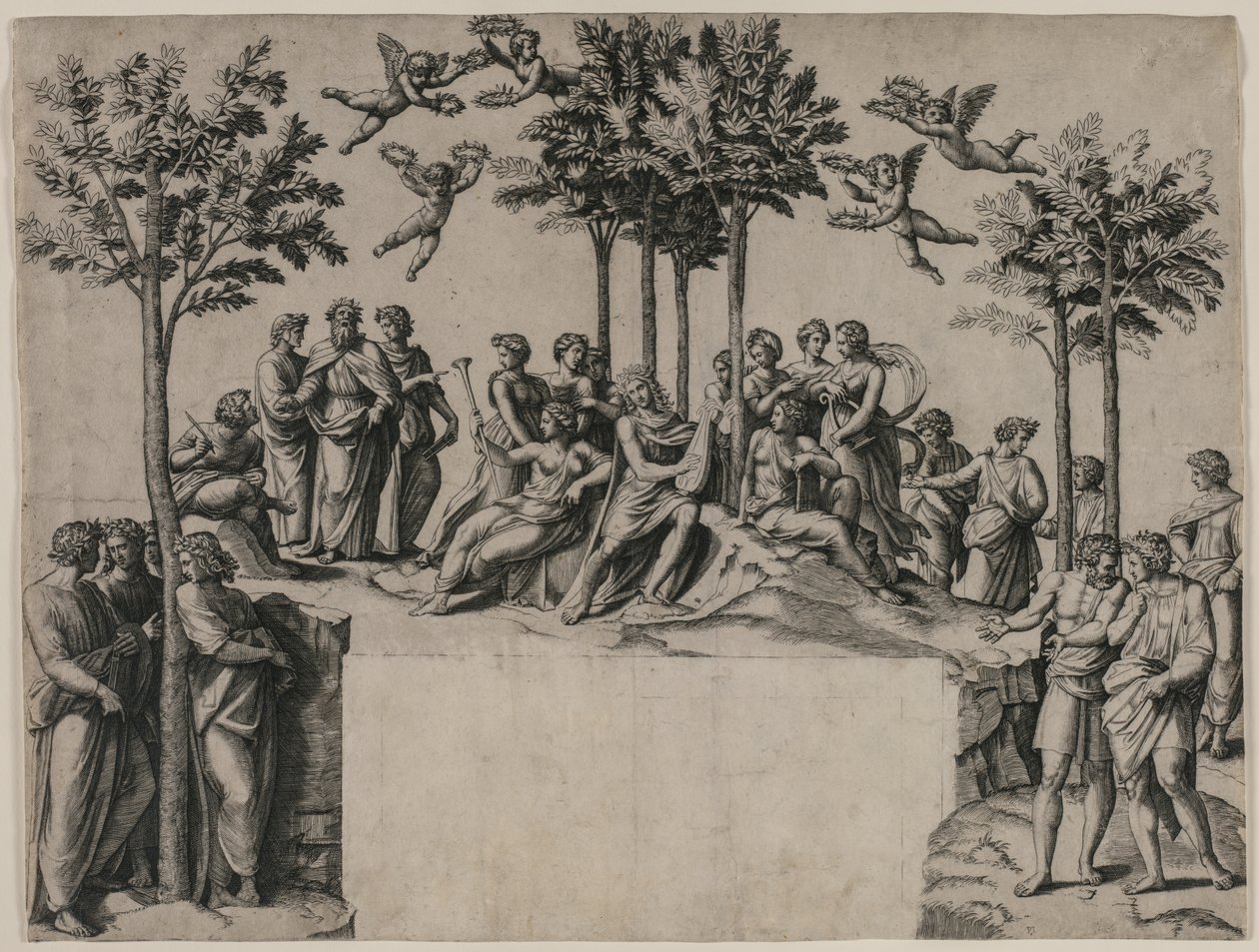Apollo on Parnassus, c. 1517-1520 by Marcantonio Raimondi