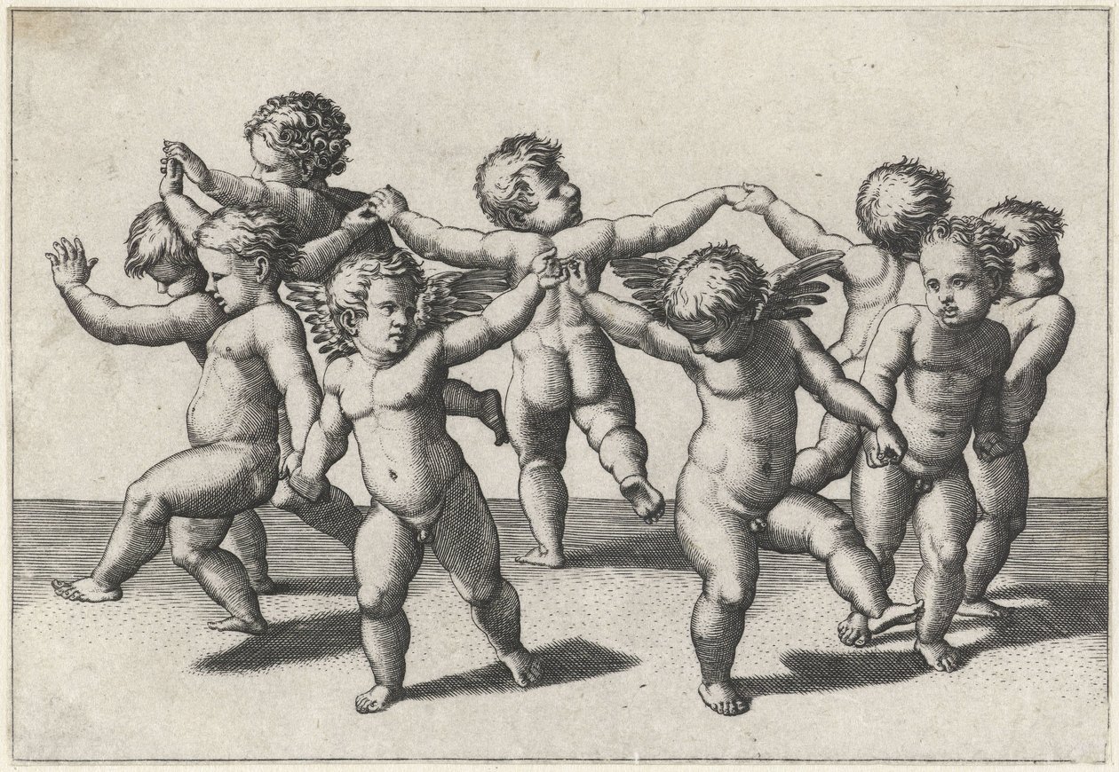 Dancing Putti by Marcantonio Raimondi