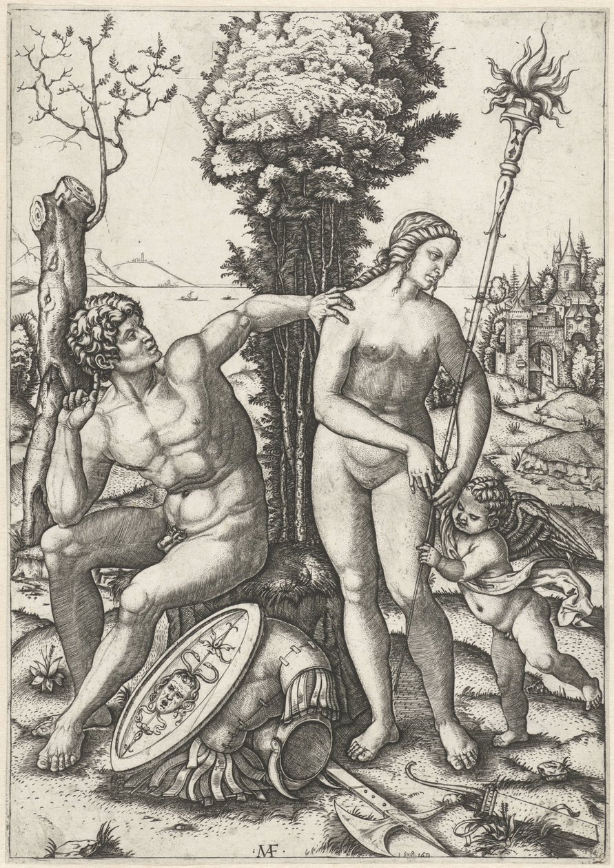 Mars and Venus as Lovers with Cupid by Marcantonio Raimondi
