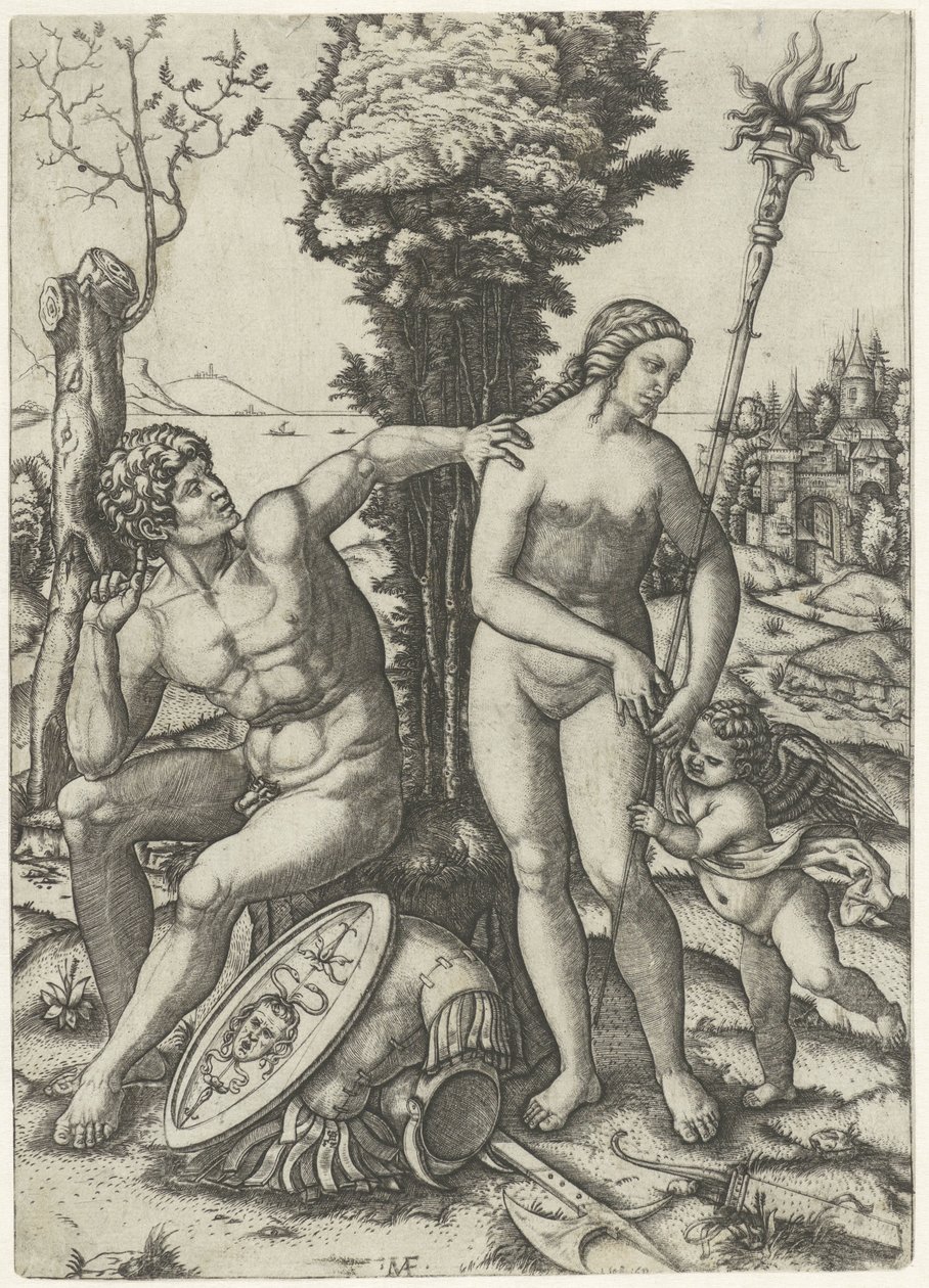 Mars and Venus as Lovers with Cupid by Marcantonio Raimondi