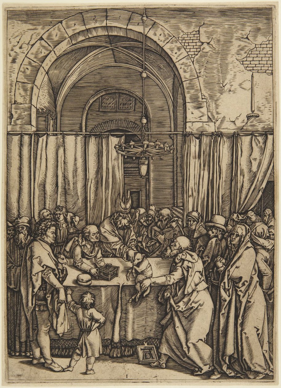 The High Priest Rejecting Joachim, Plate 1 from the Life of the Virgin by Marcantonio Raimondi
