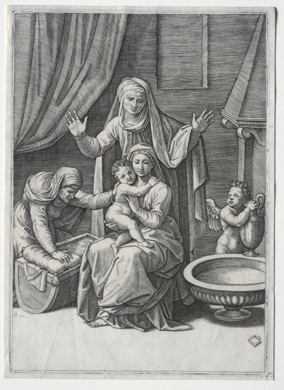 The Virgin and the Cradle with Saint Elisabeth and Saint Anne, 1520 by Marcantonio Raimondi