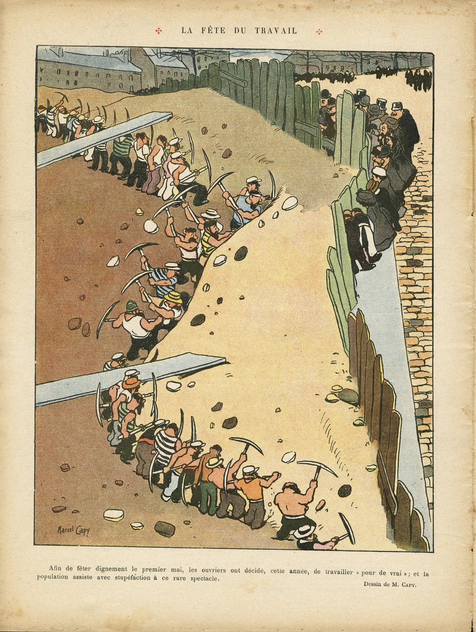 Illustration by Marcel Capy (1865-1941) in Le Rire, 27/04/12 - Labour Day - Architecture Urban Planning, Work, May 1 - Terrassiers by Marcel Amable O.L. Capy