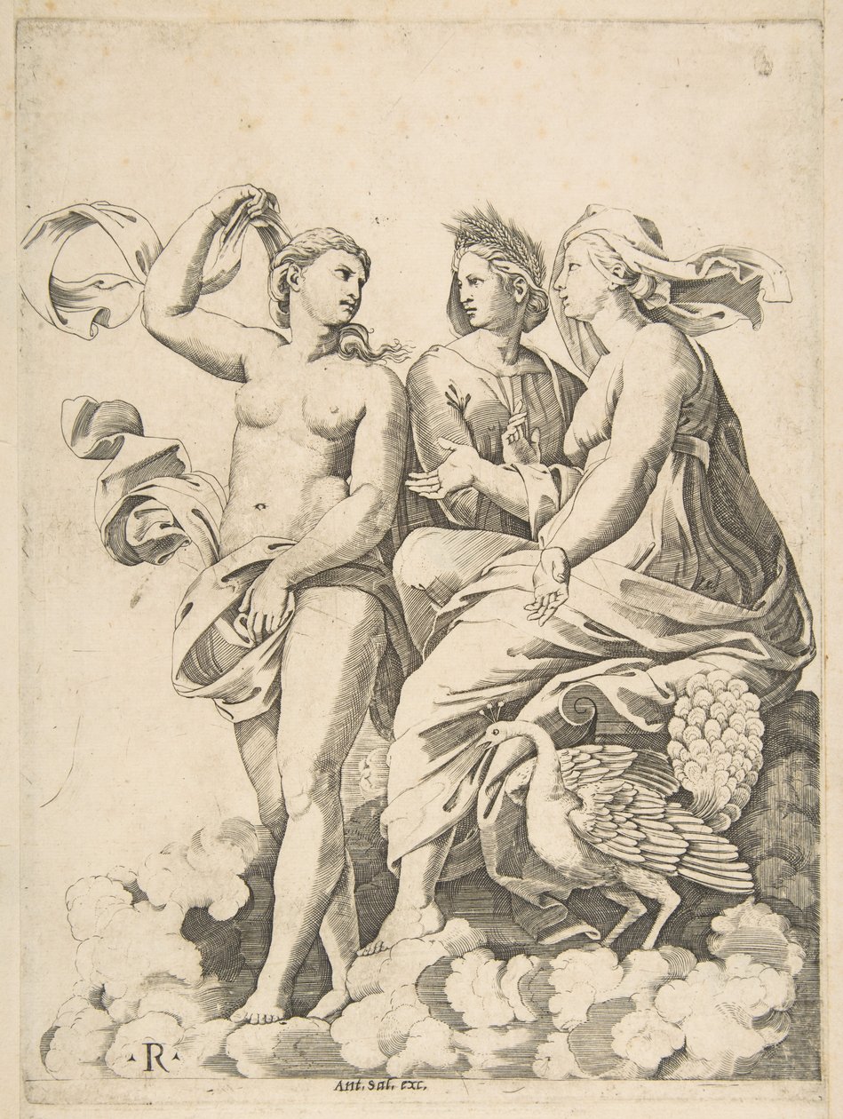 Juno, Ceres, and Psyche in the Clouds Conversing by Marco Dente