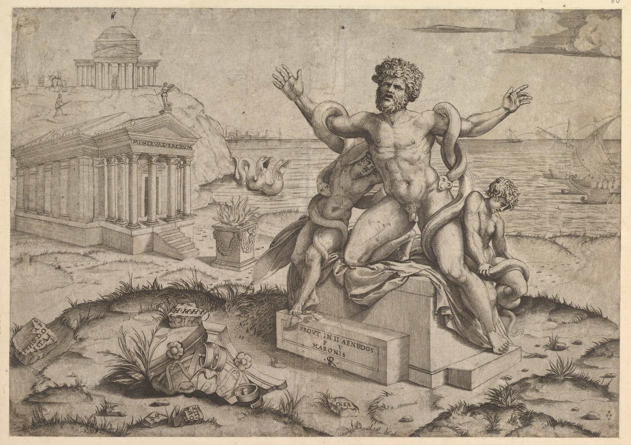 Ancient Bas-Reliefs with Laocoon by Marco Dente
