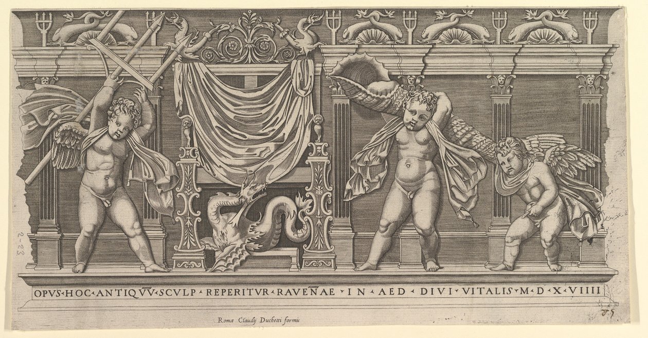 Speculum Romanae Magnificentiae: Bas-Relief with Three Cupids by Marco Dente