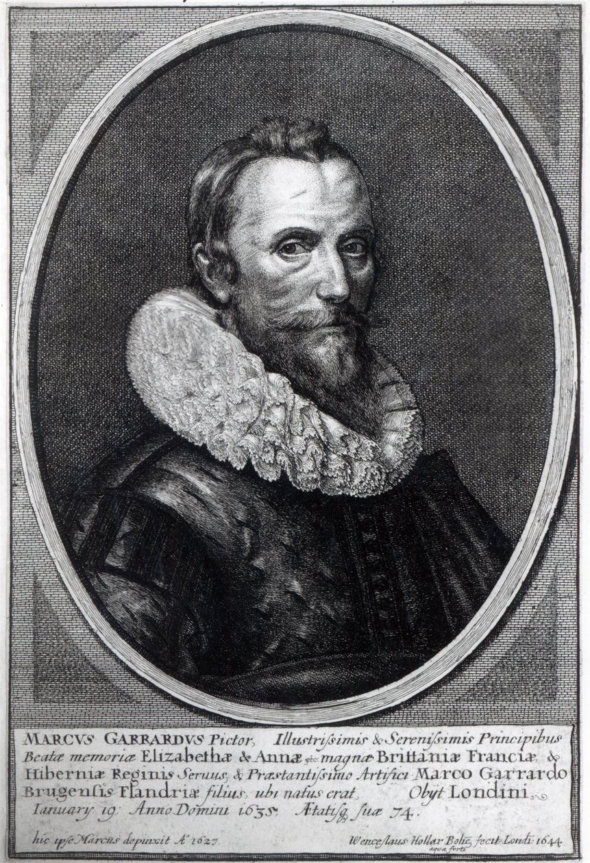 Self Portrait, engraved by Wenceslaus Hollar, 1644 by Marcus Garret Gheeraerts the Younger