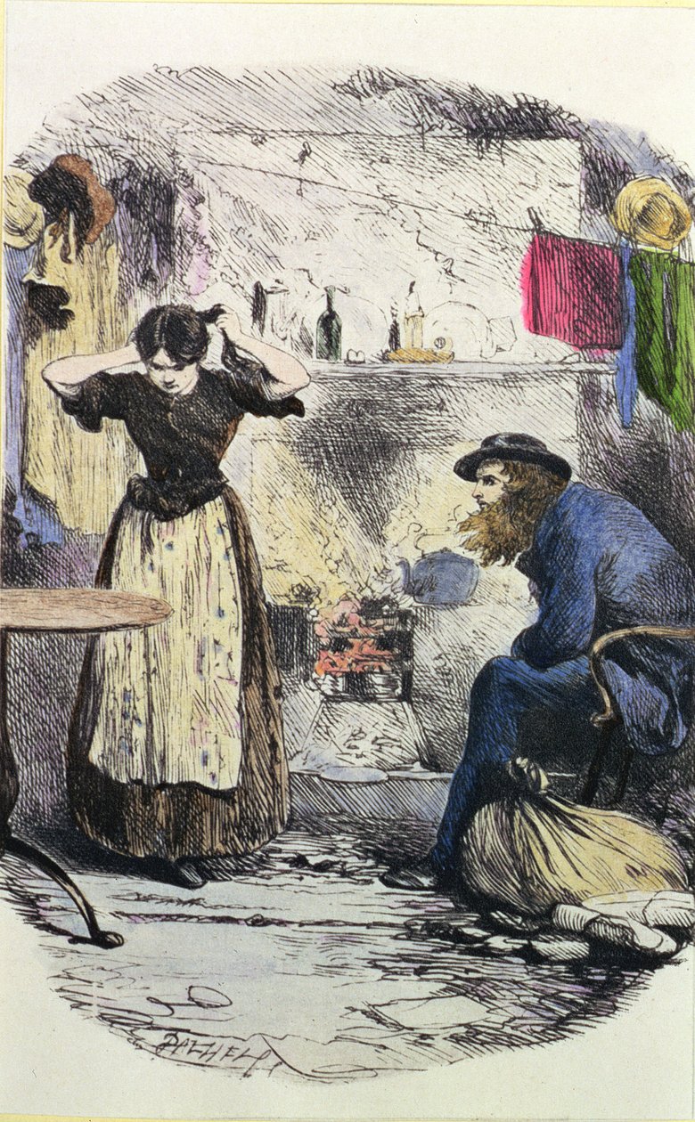 Pleasant Riderhood and John Harmon, illustration from 