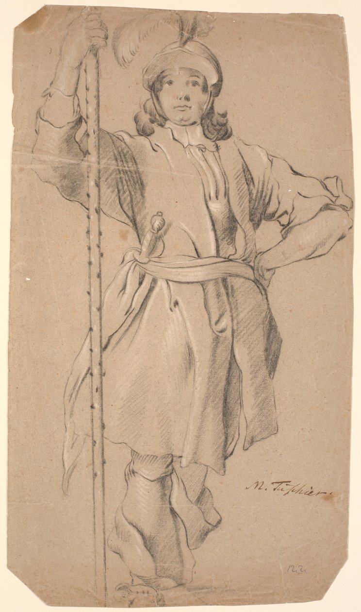 Standing Helmeted Warrior with Lance in Right Hand by Marcus Tuscher