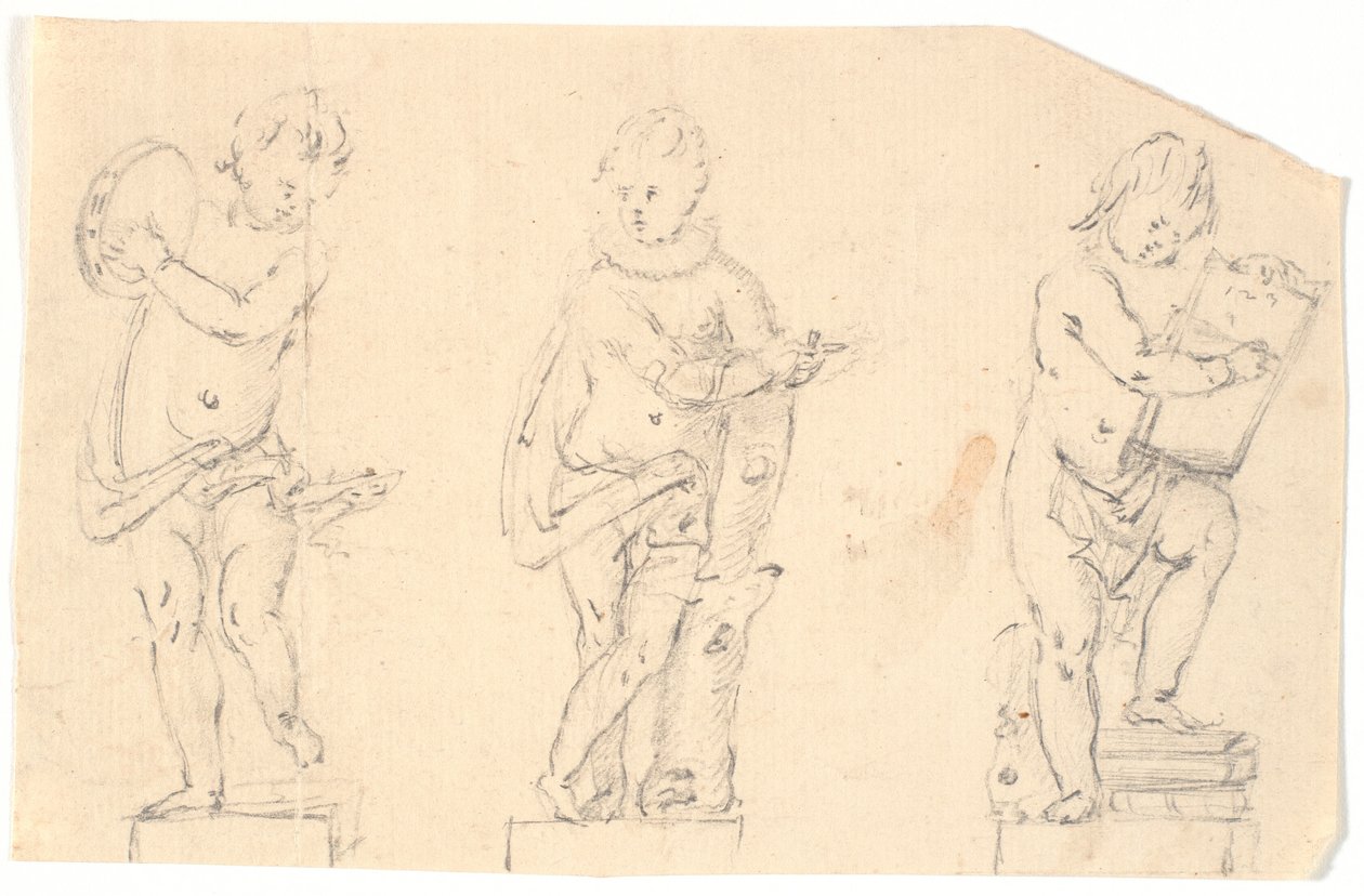 Study Sheet with Three Putti by Marcus Tuscher