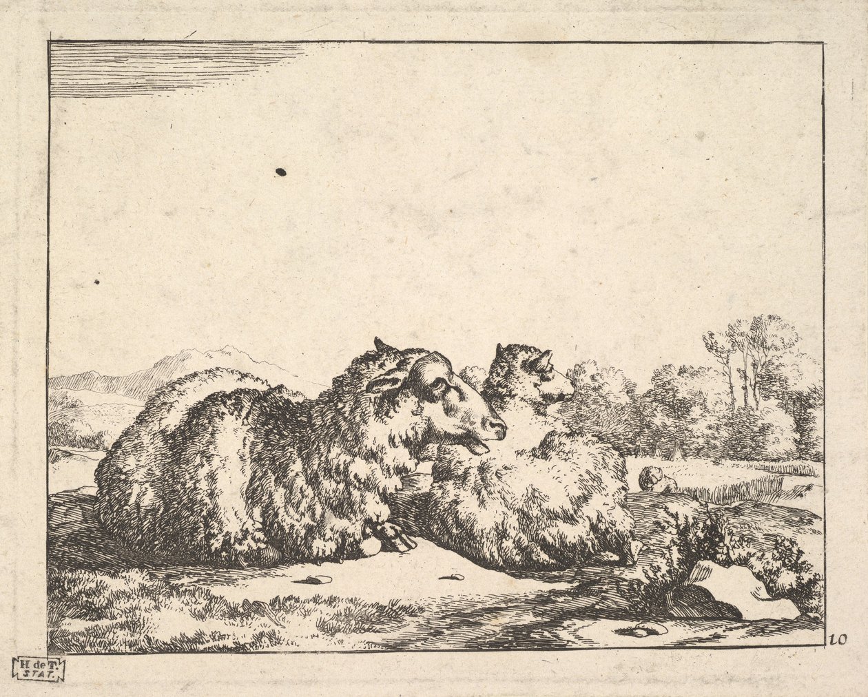 Sheep, from a set of 16 plates, 1664 by Marcus de Bye