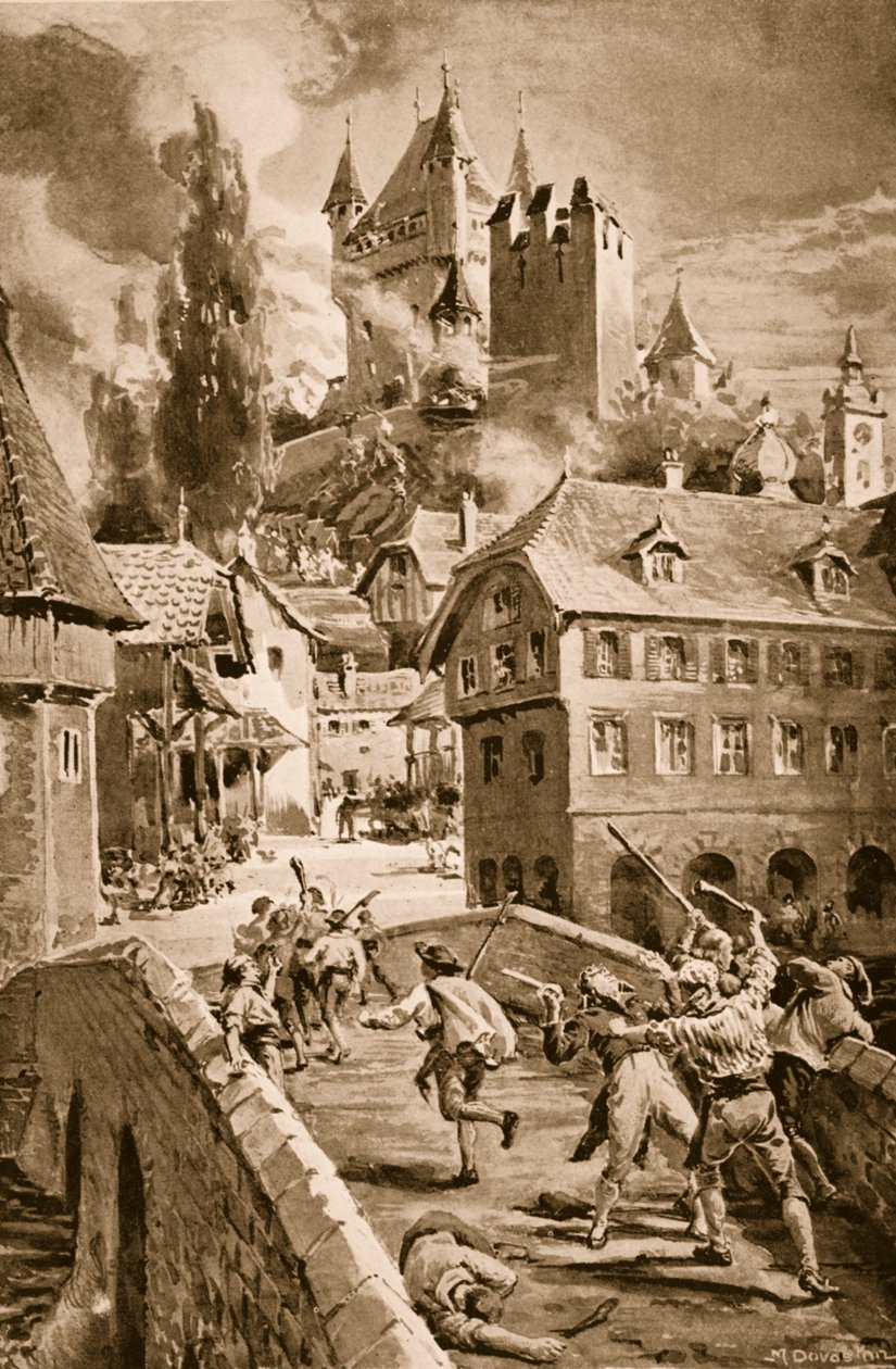 The Burning of the Castle of Wadenschwyl by Margaret Dovaston