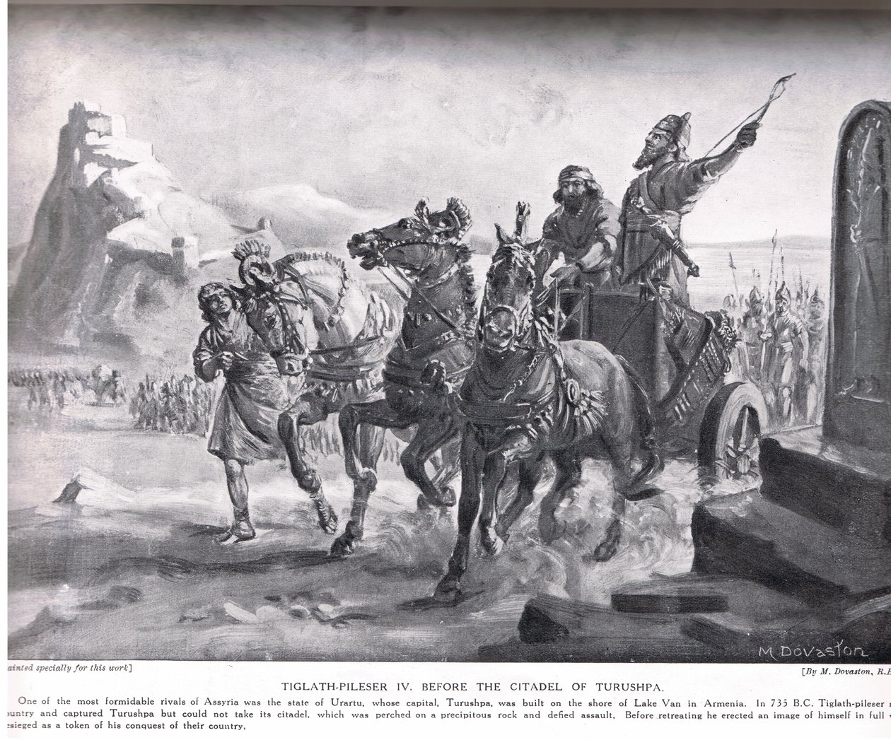 Tiglath-Pileser IV before the Citadel of Turushpa, illustration from 