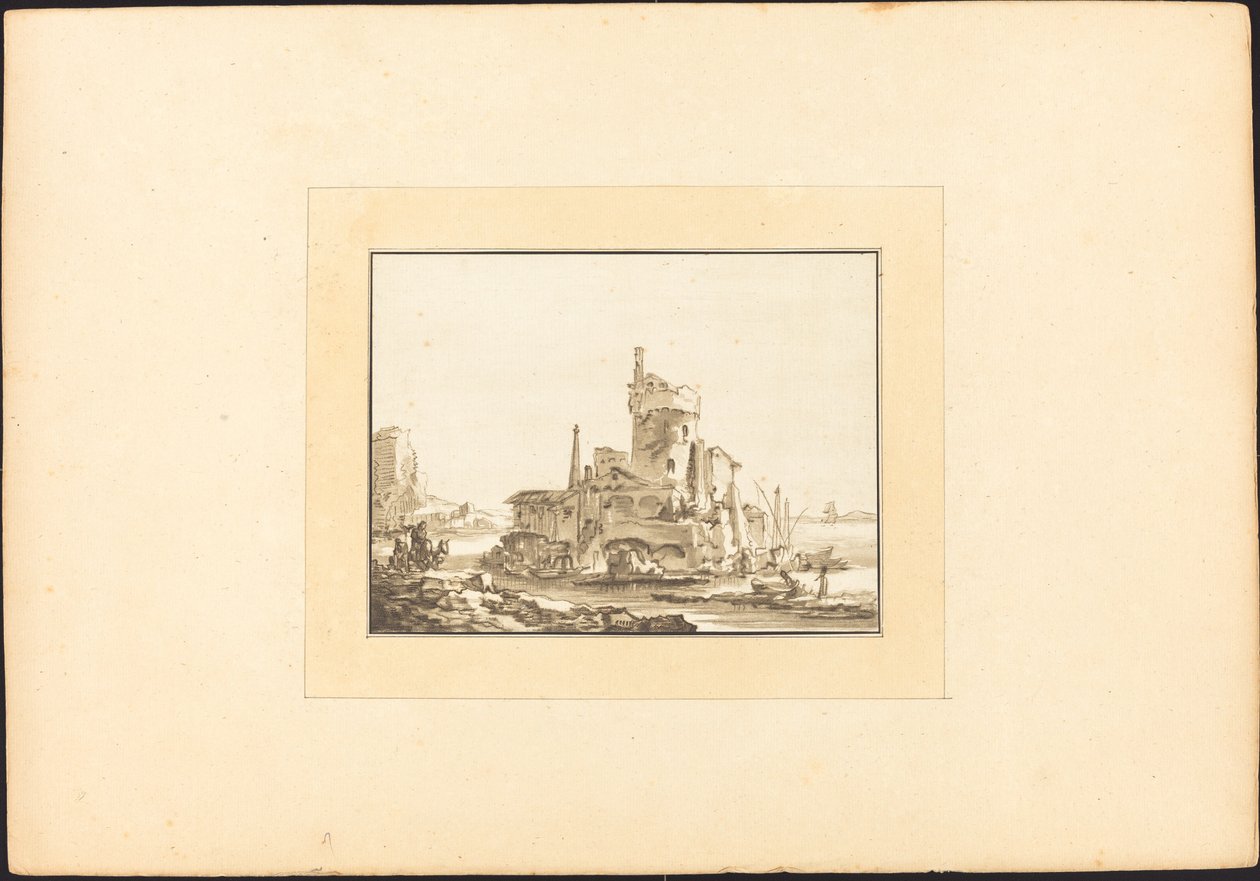 Landscape with a Round Tower by Maria Catharina Prestel after Thomas Wyck