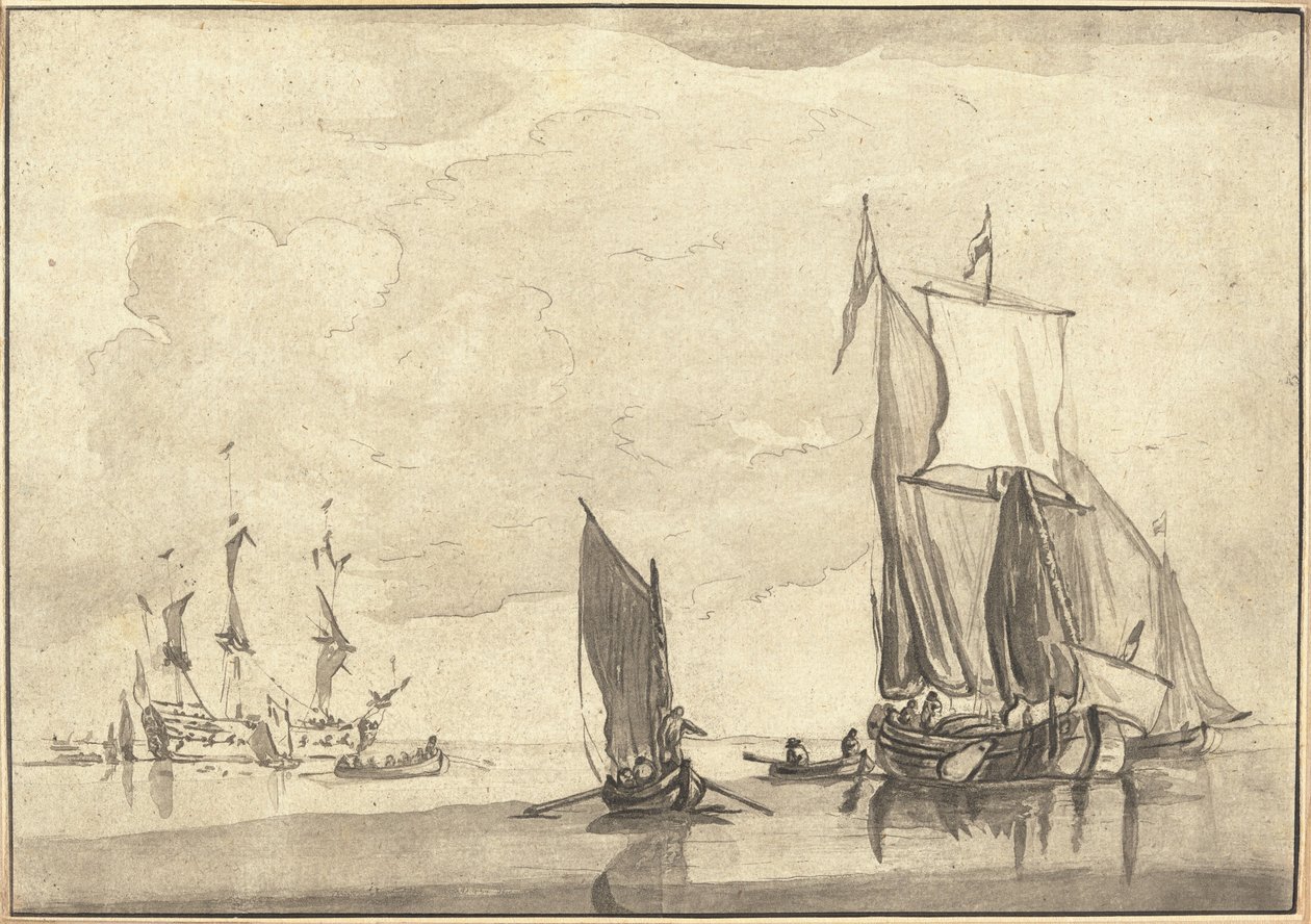 Seascape by Maria Catharina Prestel after Willem van de Velde the Younger