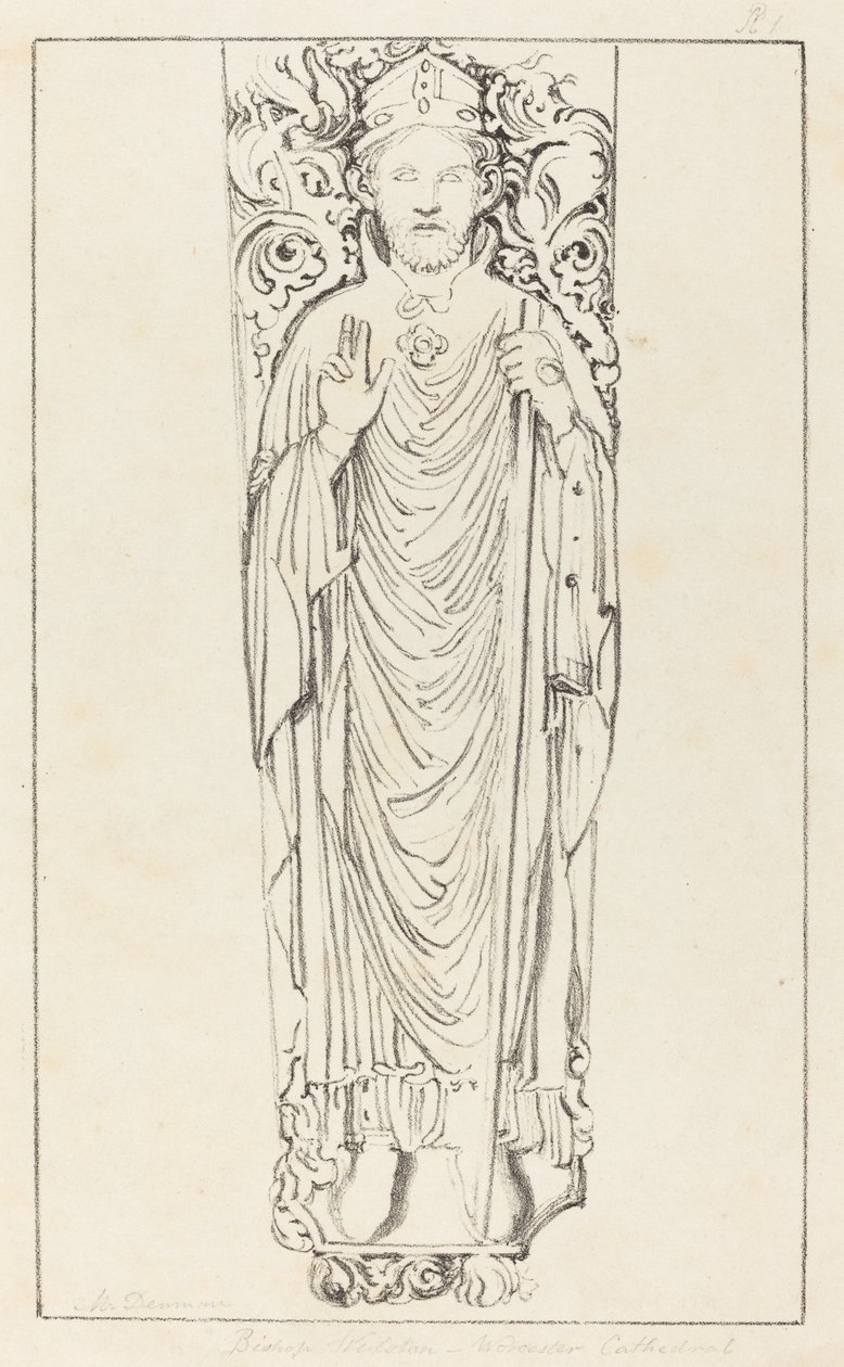 Bishop Wulstan, in Worcester Cathedral by Maria Denman after John Flaxman