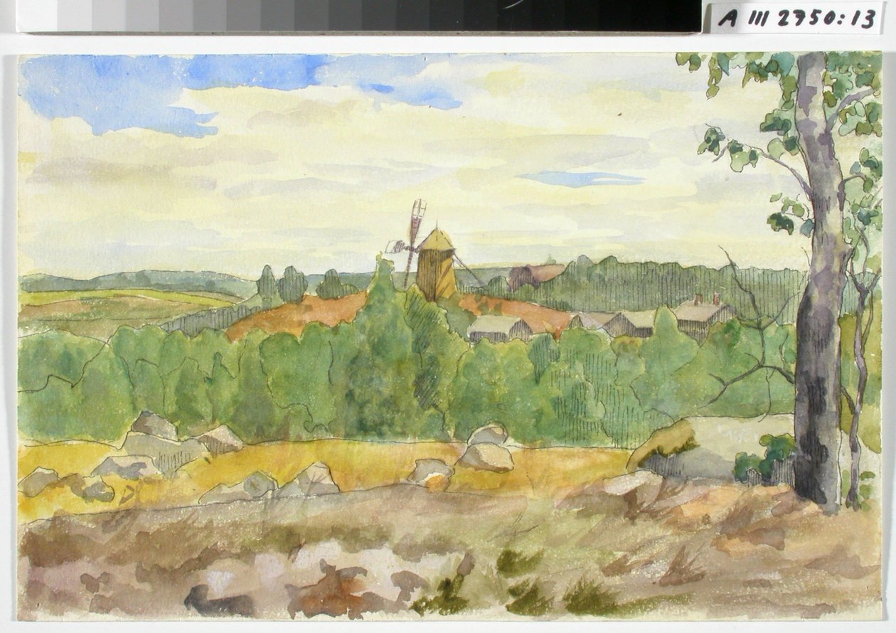 Landscape Study with Windmill by Maria Wiik