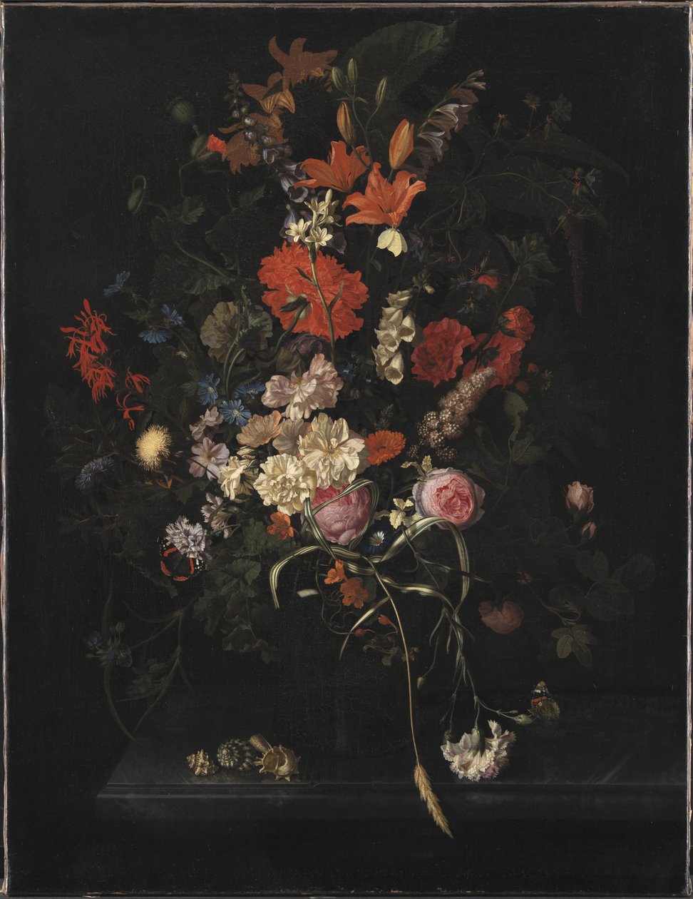 Bouquet of Flowers in a Glass Vase by Maria van Oosterwijck