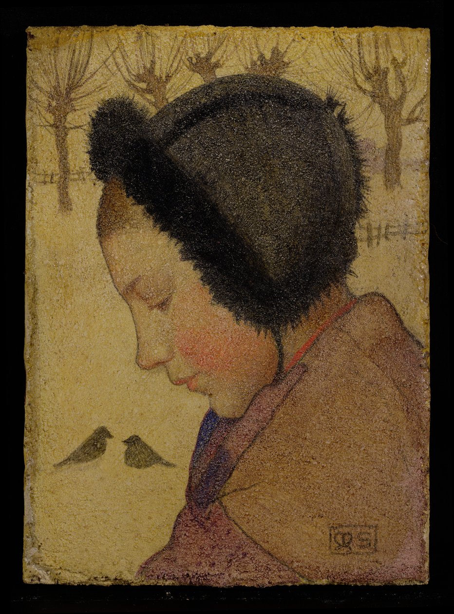 Head of a Young Girl in a Fur Hat by Marianne Stokes
