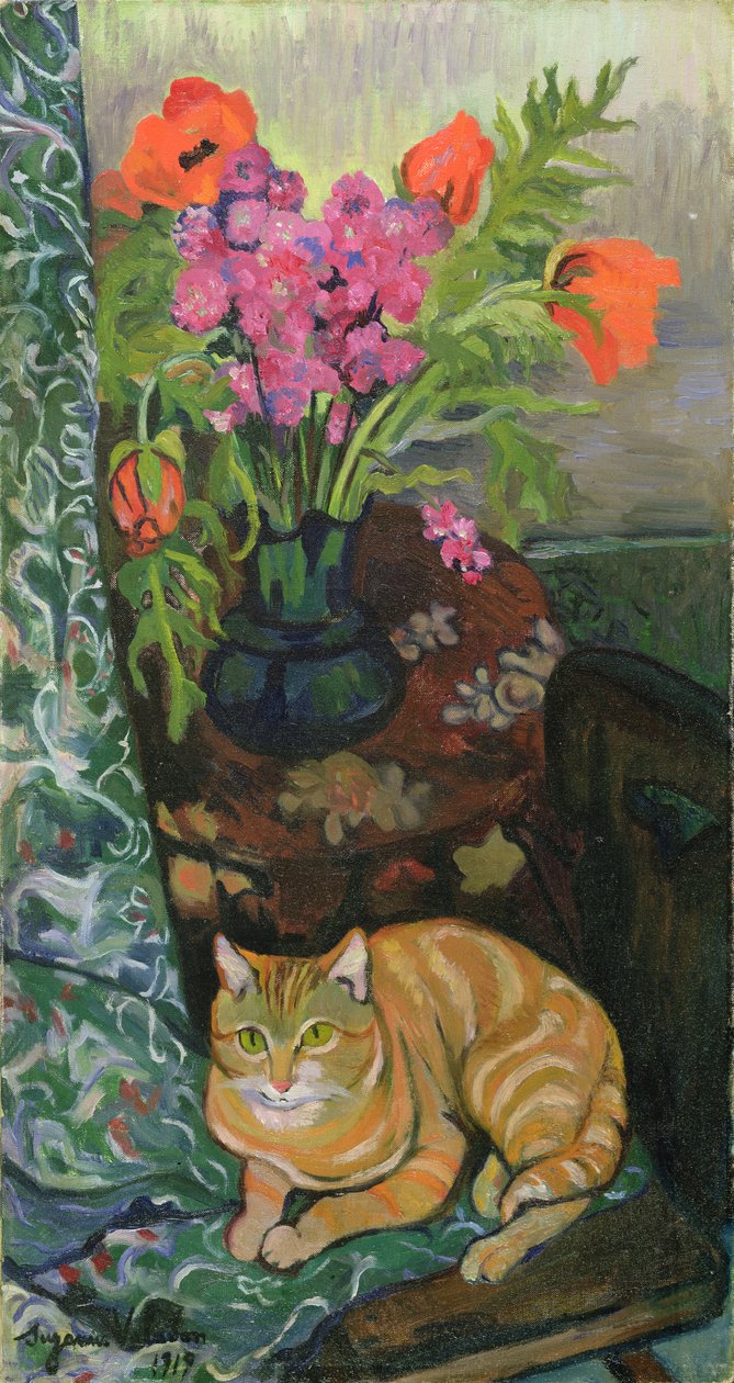 Bouquet and a Cat, 1919 by Marie Clementine (Suzanne) Valadon