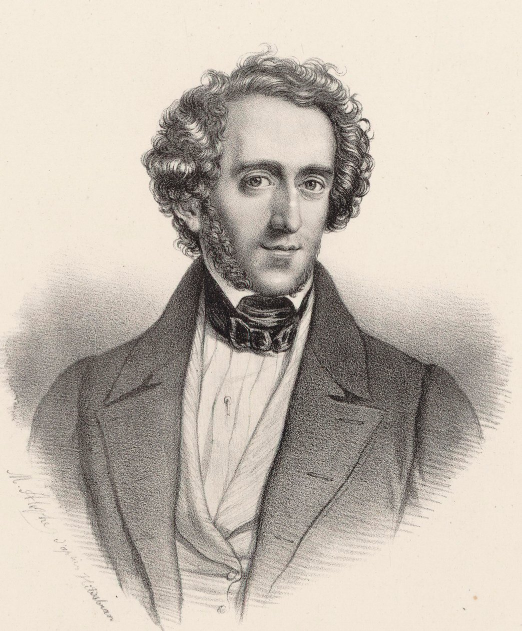 Portrait of the Pianist and Composer Felix Mendelssohn Bartholdy by Marie Alexandre Menut Alophe