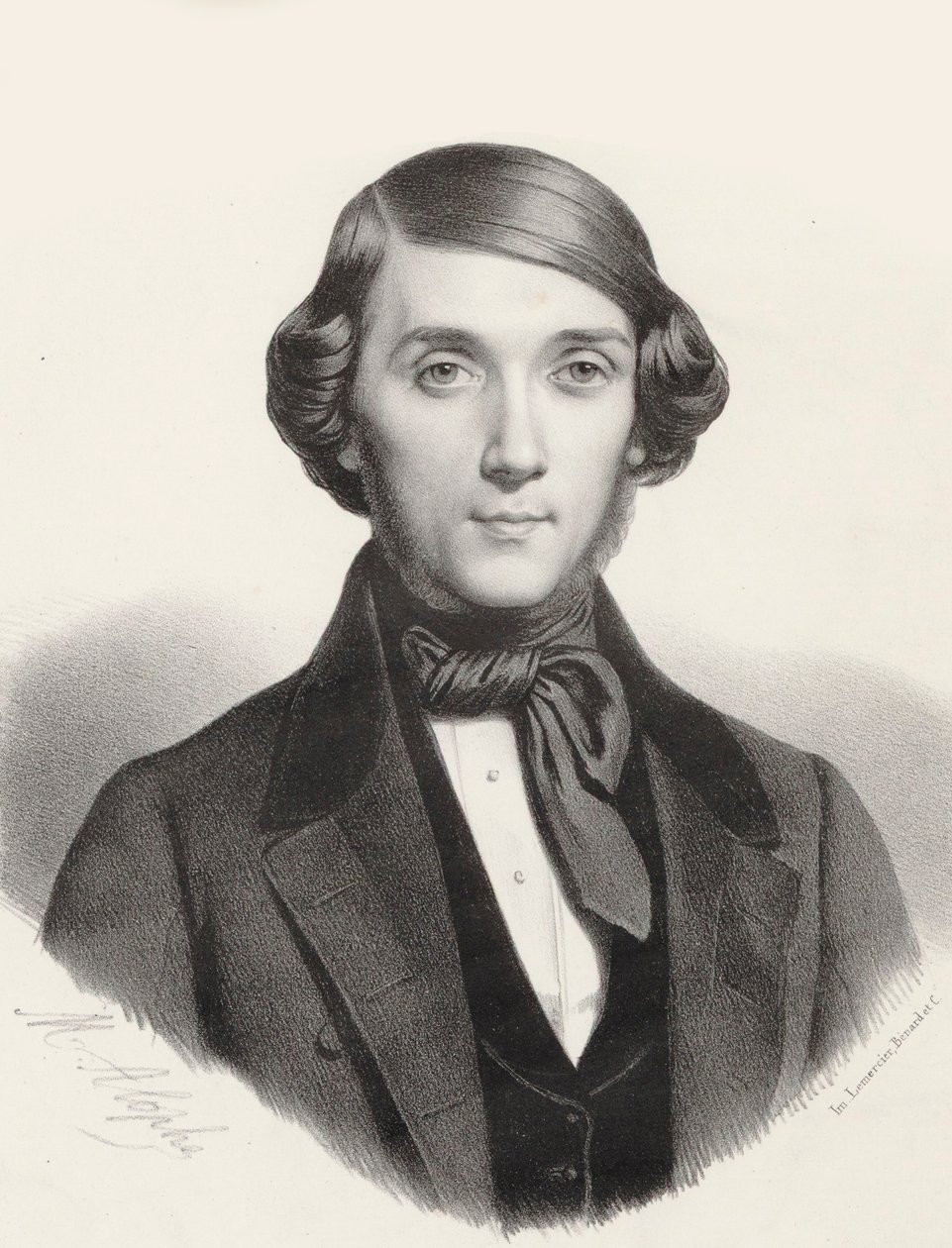 Portrait of the Pianist and Composer Jean-Henri Ravina, ca. 1845 by Marie Alexandre Menut Alophe
