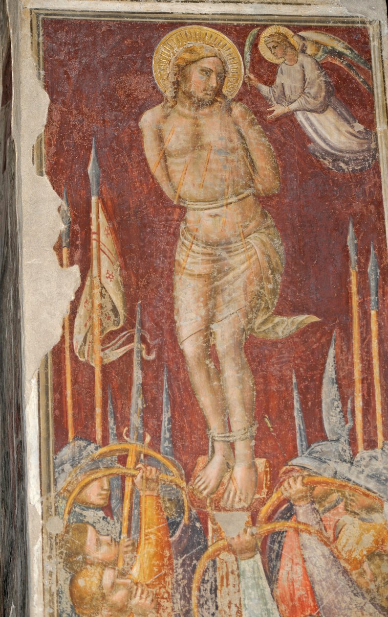 St Sebastian, fresco by Mariotto di Nardo, Church of Santa Maria Maggiore, Florence by Mariotto di Nardo