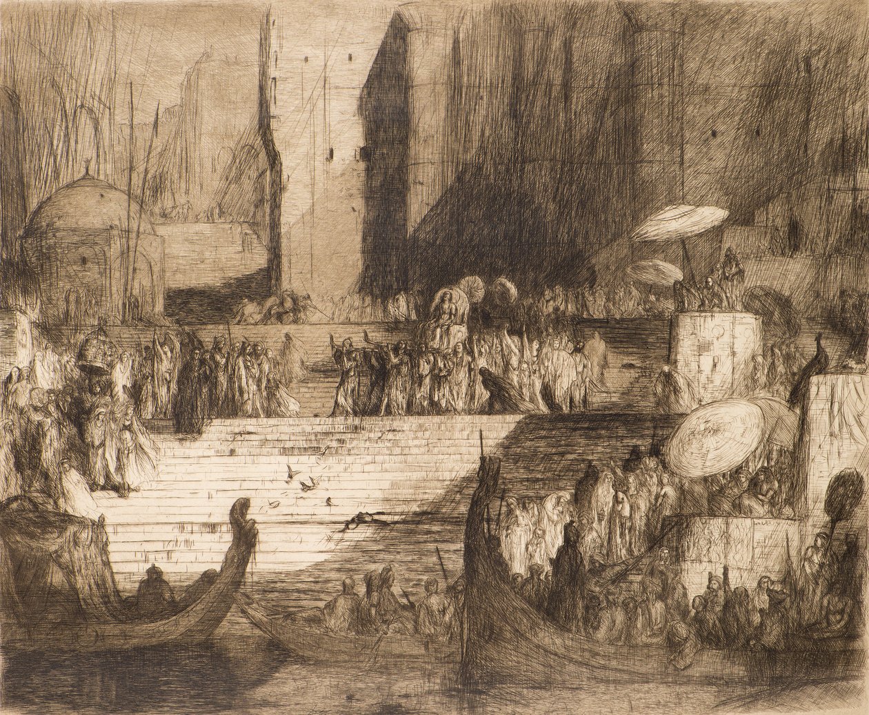 Funeral Ceremony at the Ganges by Marius Alexander Jacques Bauer