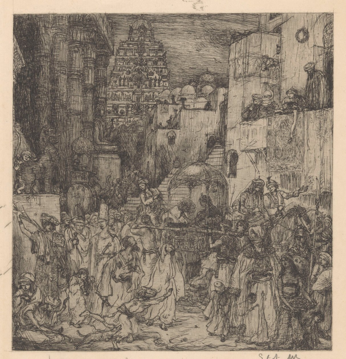 The Multitude Filled the Streets with Solemn Joy by Marius Bauer (signed by artist)