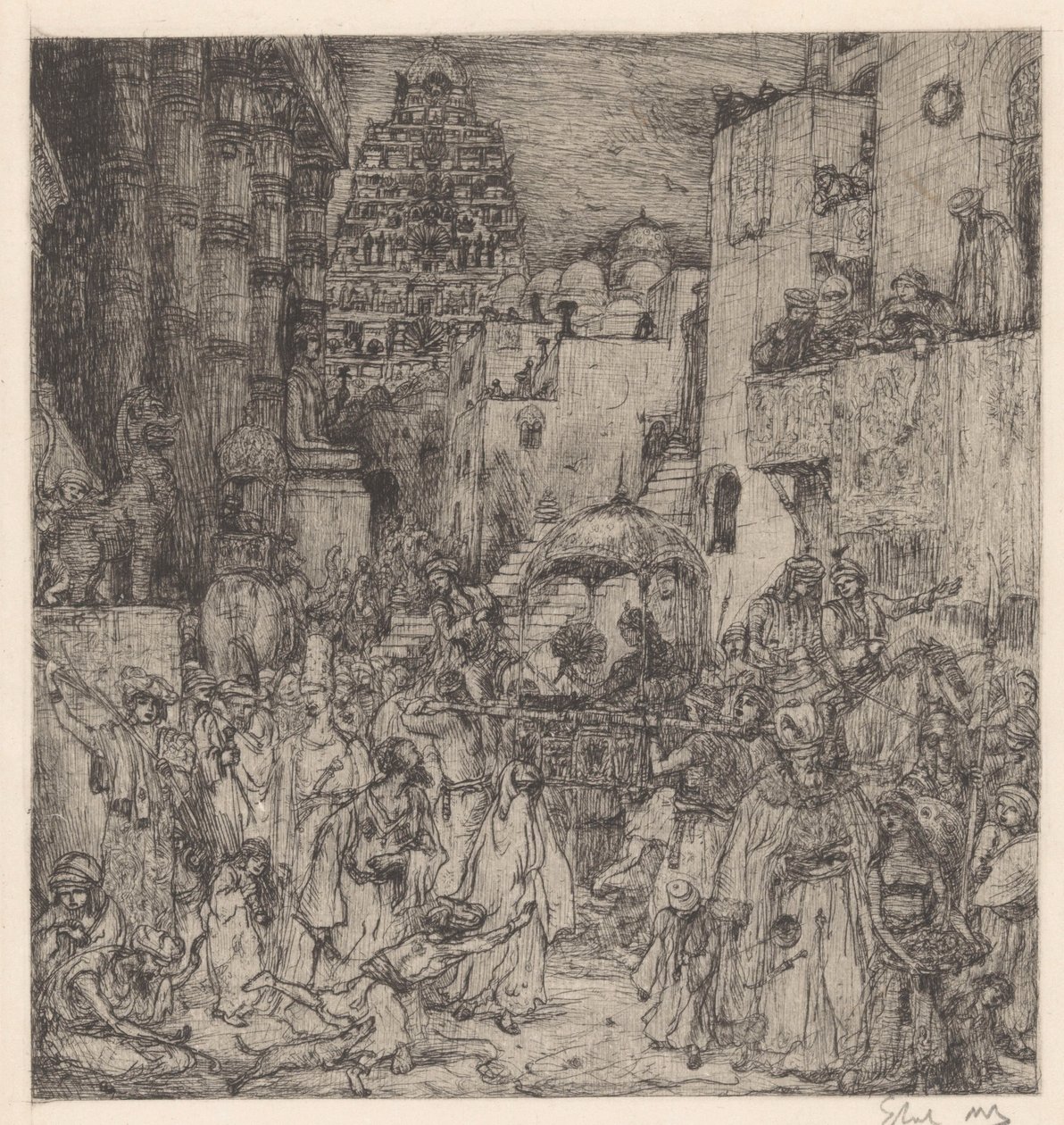 The Multitude Filled the Streets with Solemn Joy by Marius Bauer (signed by artist)