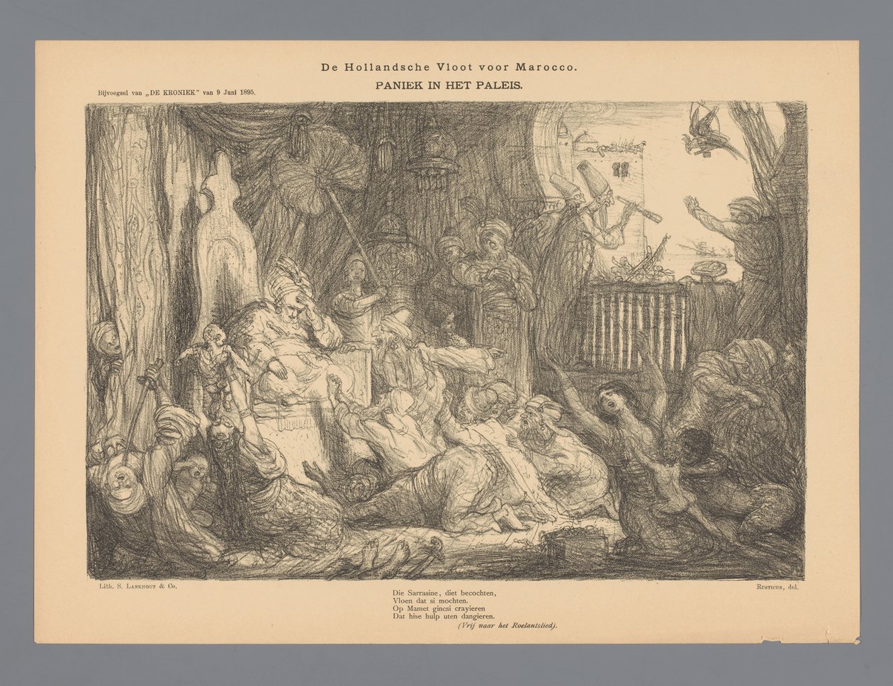 The Dutch Fleet Before Morocco. Panic in the Palace by Marius Bauer
