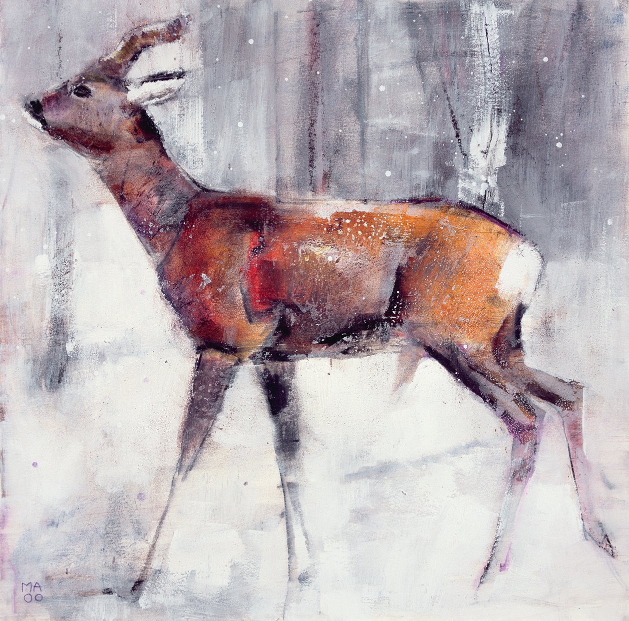 Buck in the snow by Mark Adlington