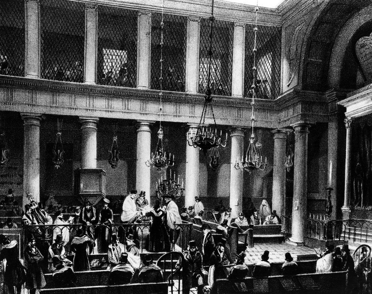 The Paris Synagogue, c.1845 by Marquis de Villeneuve