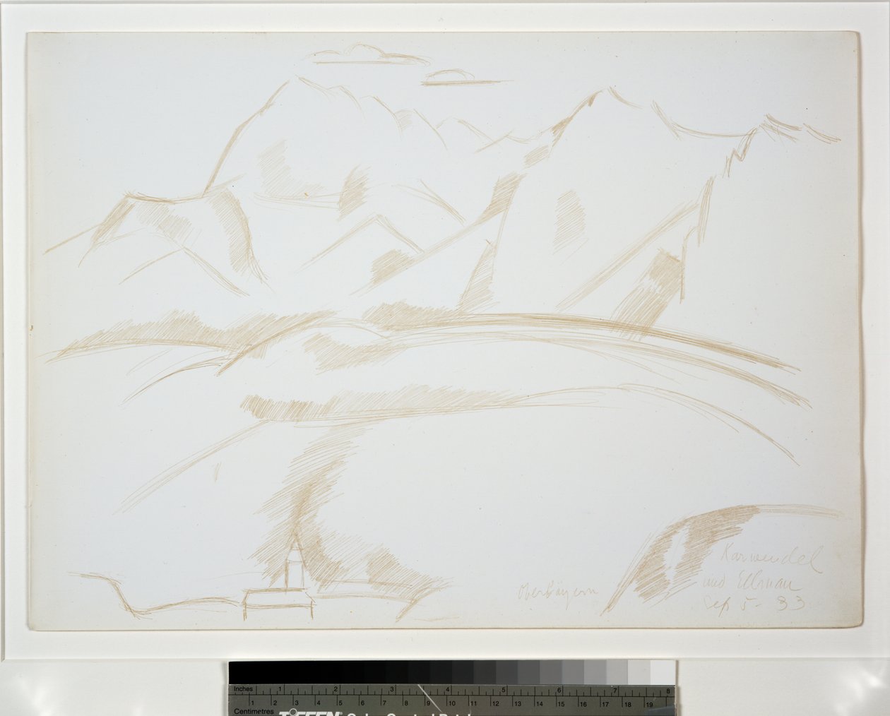 Mountain Landscape with Church Steeple in Foreground by Marsden Hartley