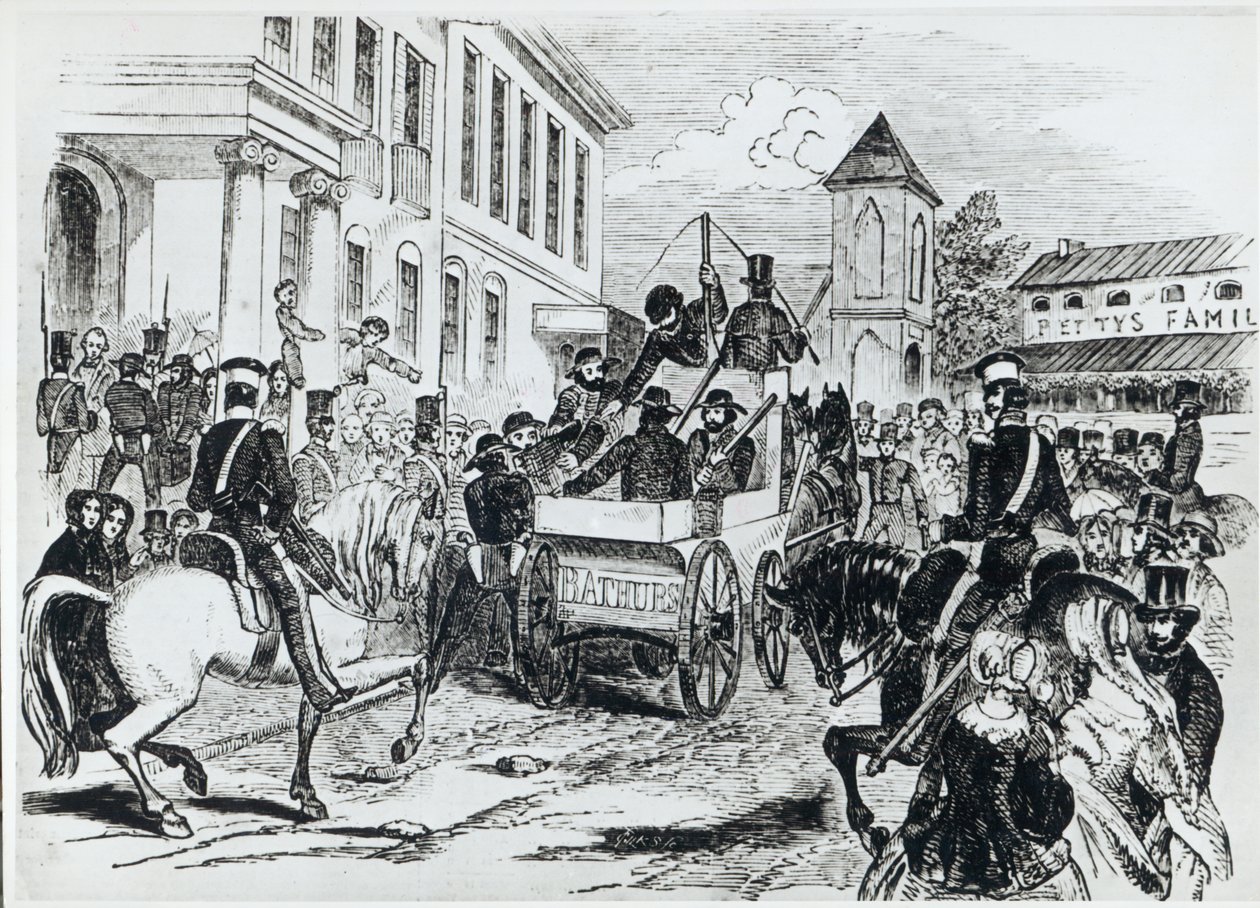 Arrival of the Government Conveyance at the Colonial Treasury, Sydney, on 21st August 1851, from 