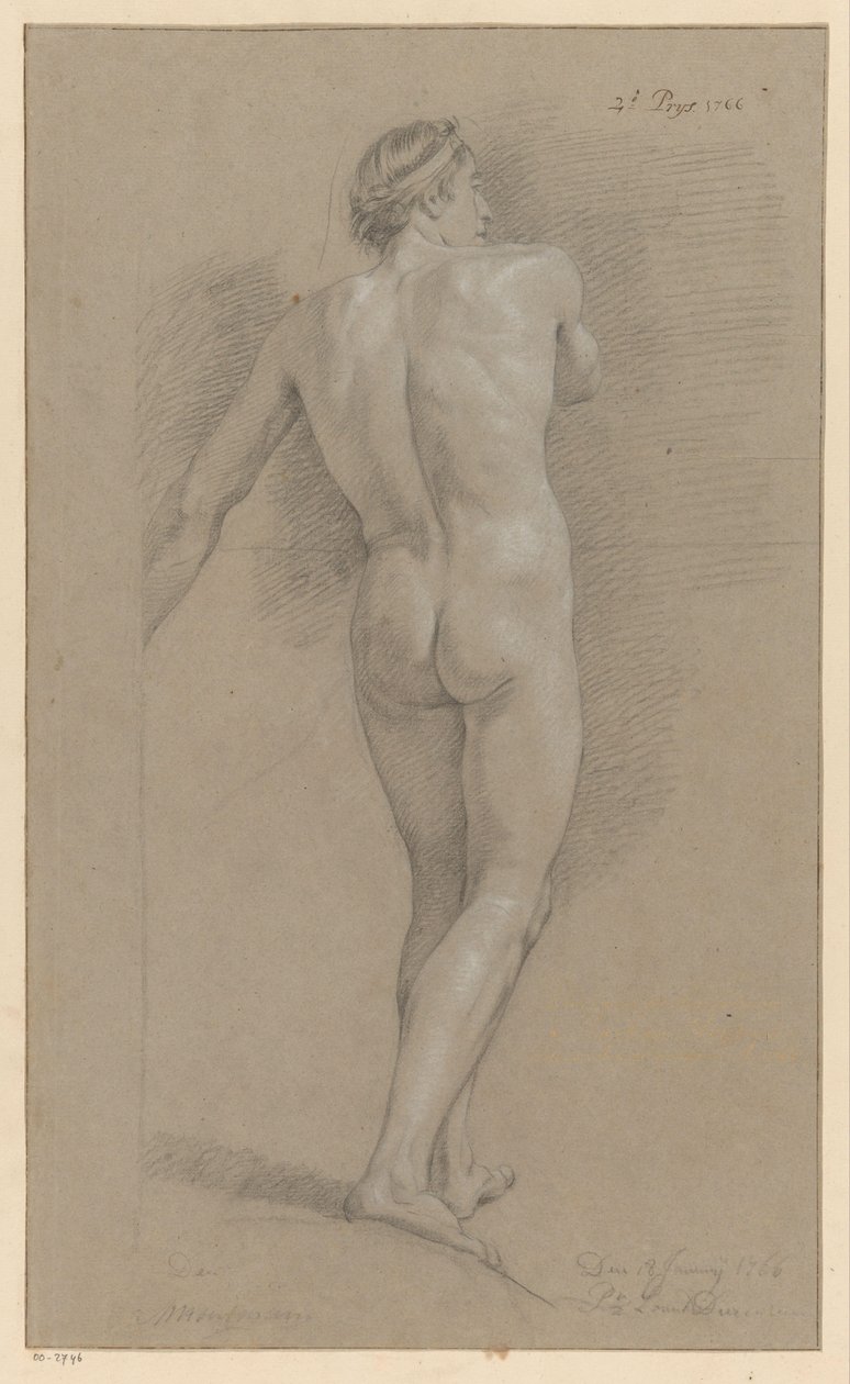 Standing Male Nude, Seen from the Back (2nd Prize 1766) by Marten Houtman