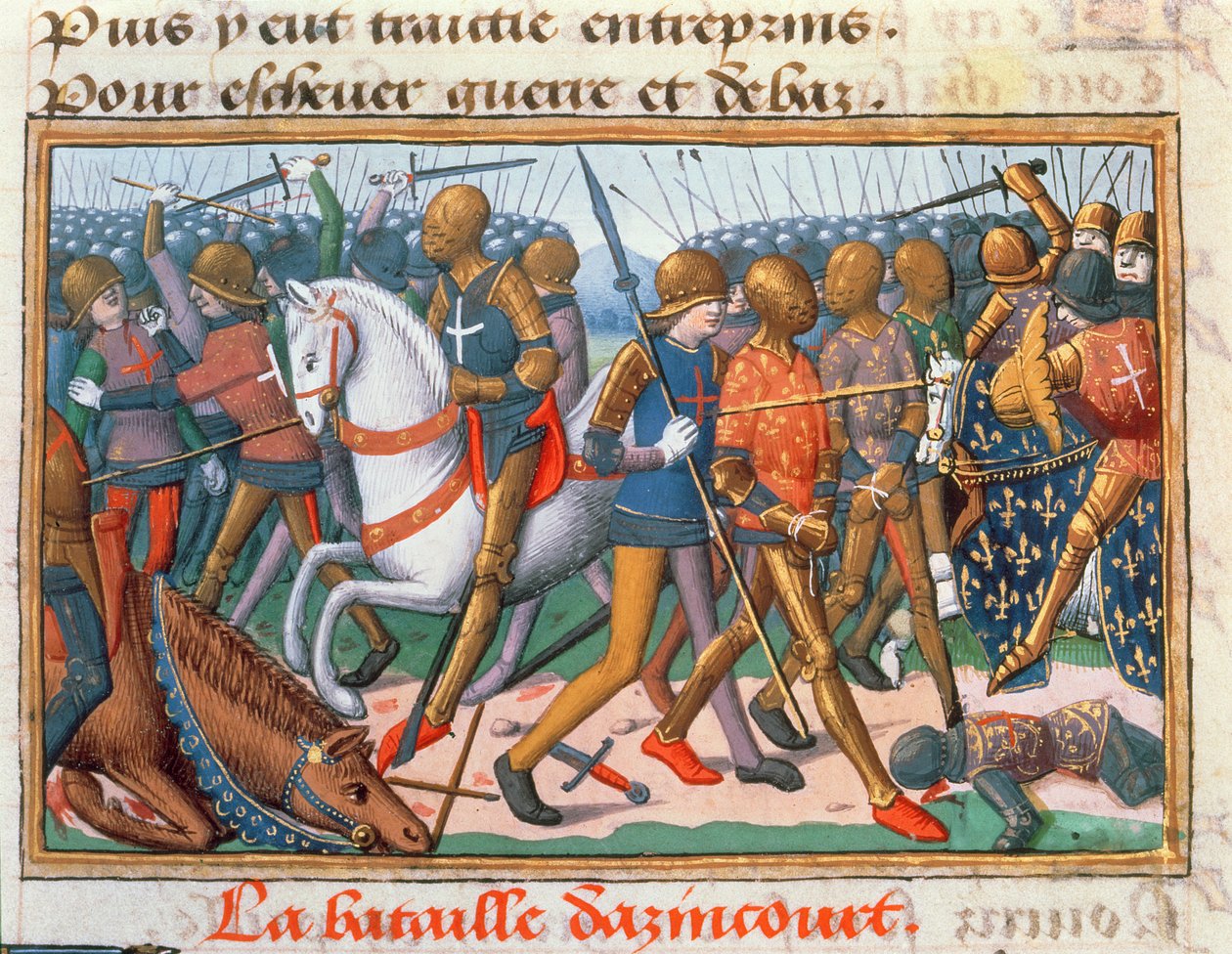 The Battle of Agincourt, 1415, from the Vigil of Charles VII by Martial de Paris