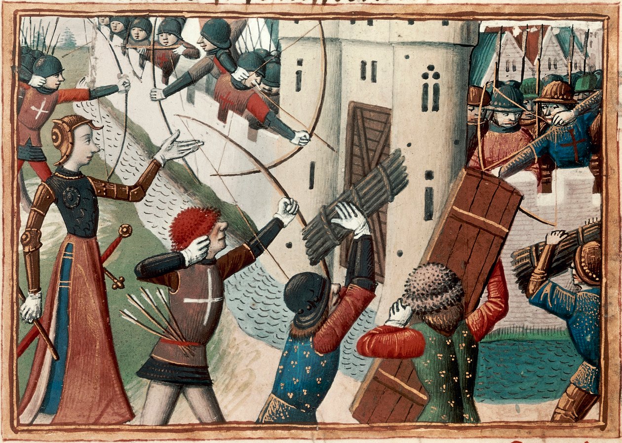 Joan of Arc at the siege of Orleans, miniature from the Vigiles de Charles VII by Martial de Paris (fl.15th century)