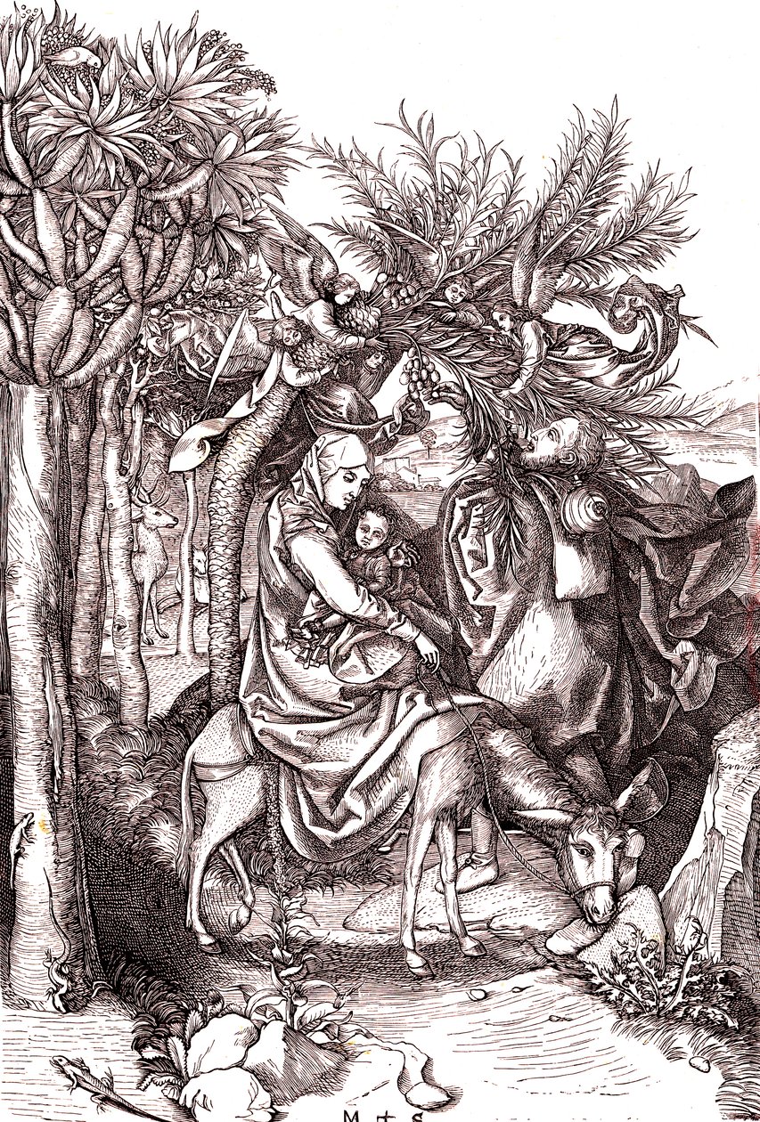 The Flight to Egypt, the Holy Family by Martin (after) Schongauer