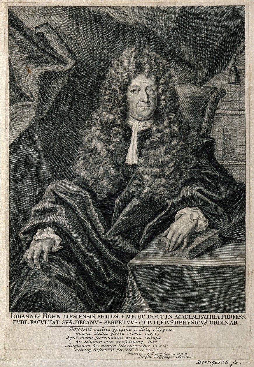 Johannes Bohn. Line Engraving by M. Bernigeroth by Martin Bernigeroth